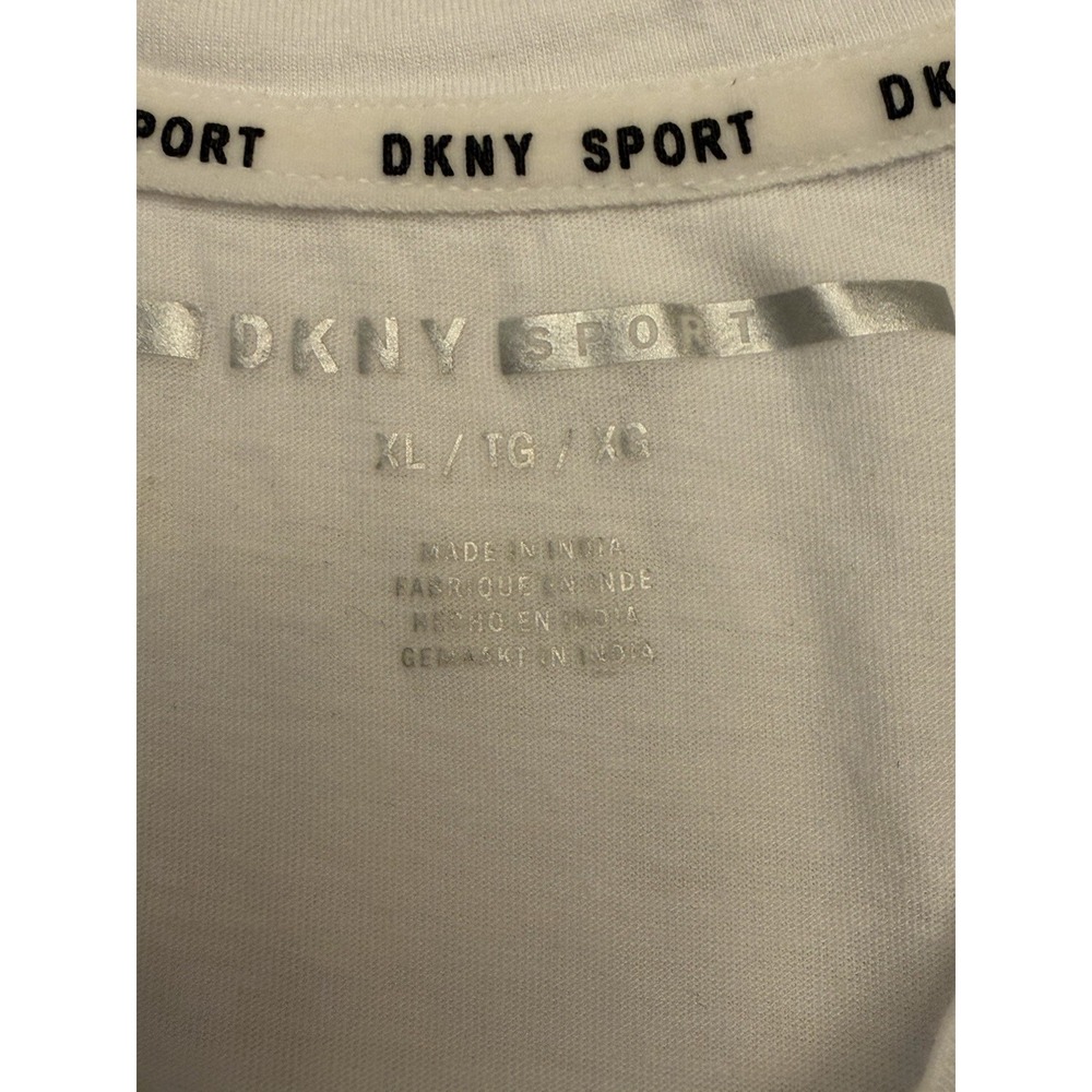 DKNY Sport Women's XL White Logo Crew Neck Sleeveless Knit Cotton Modal Tank - Picture 3 of 7